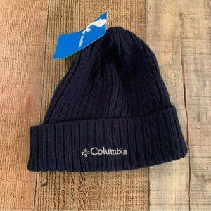 Columbia Navy Blue Ribbed beanie with cuff embroidered Logo OSFM